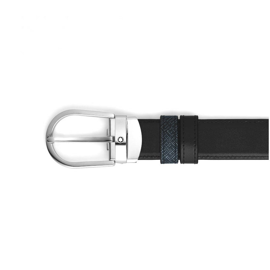 Montblanc Wendegürtel Tweed blau / schwarz 220965