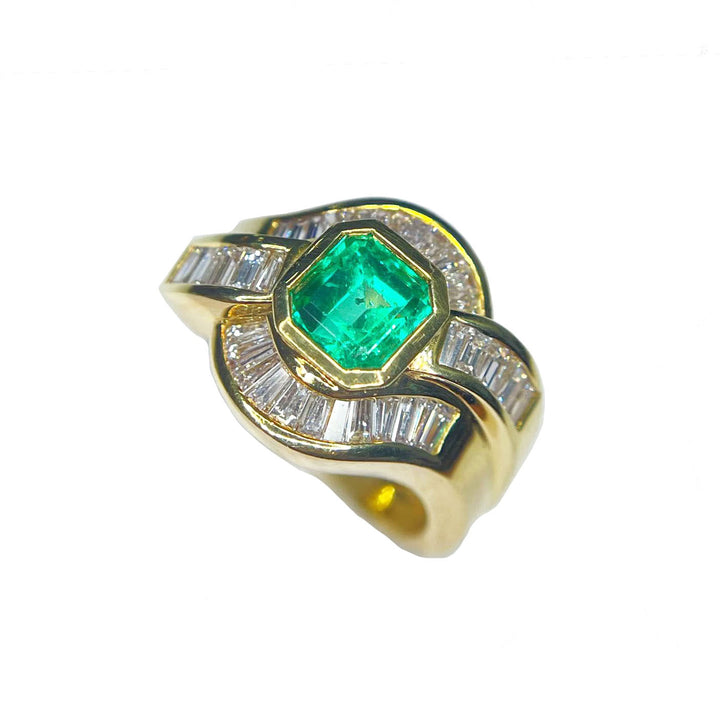 Capodaglia Goldring 18kt Emerald Diamanten 0074AG