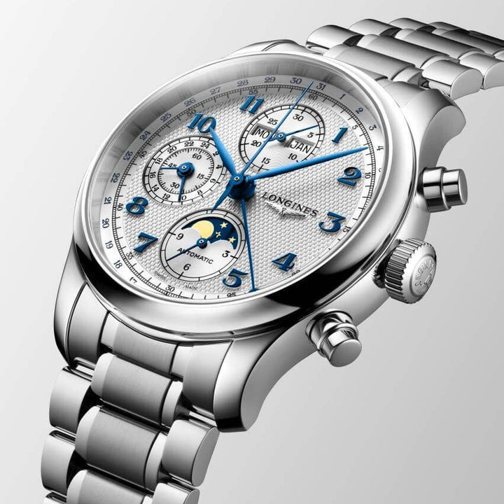 Montre Longines Master Collection Chrono Moonphase 41mm argent automatique acier L2.962.4.73.6
