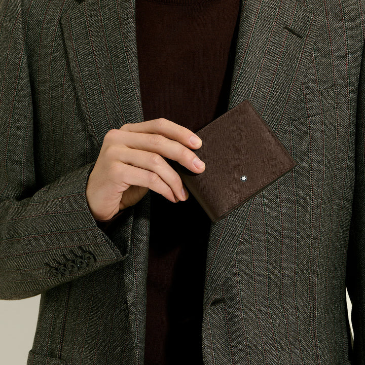 Montblanc 8-Pocket-Geldbörse aus Sartorial-Leder in Ebenholzfarbe 223023