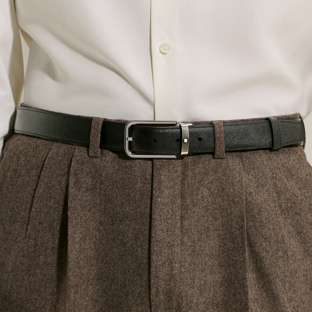 Ceinture réversible Montblanc 30 mm noir/ébène boucle rectangulaire en cuir Sartorial 223413
