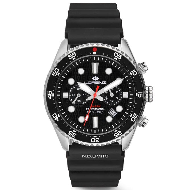 Reloj Lorenz Shark 5 Chrono 42mm acero cuarzo negro 030285AA
