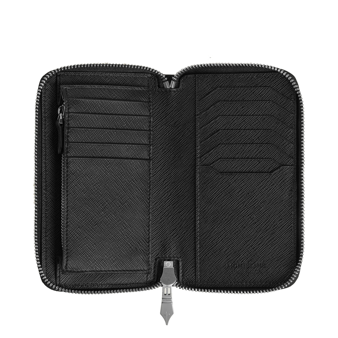 Portefeuille Montblanc 12 compartiments avec zip moyen Tweed bleu Sartorial 220362