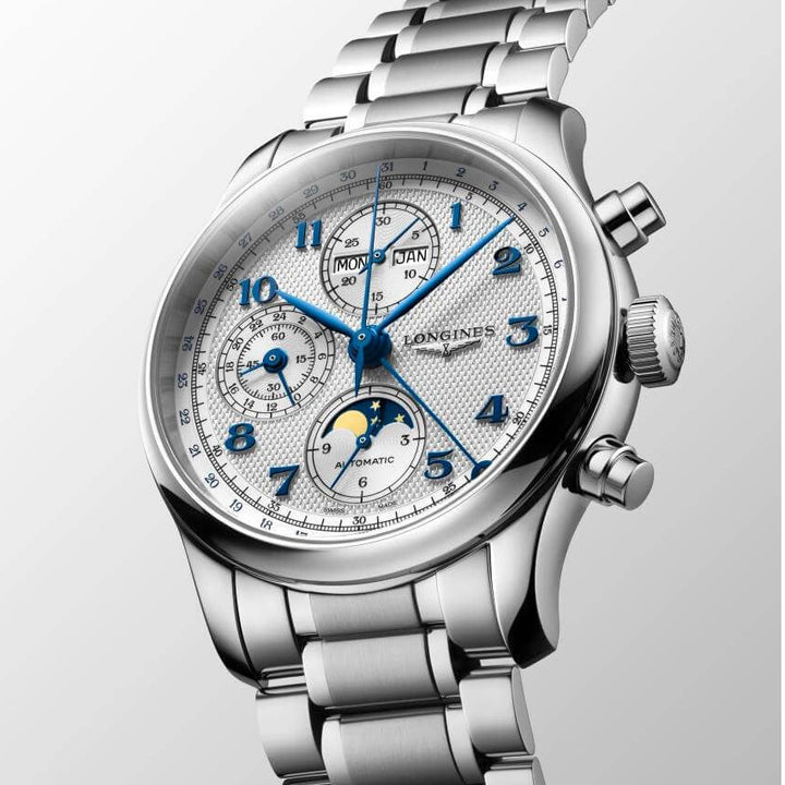 Montre Longines Master Collection Chrono Moonphase 41mm argent automatique acier L2.962.4.73.6