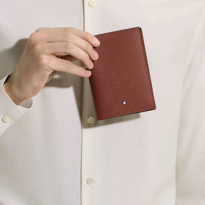 Montblanc Sartorial porta pasaporte de cuero roble rojo 223061