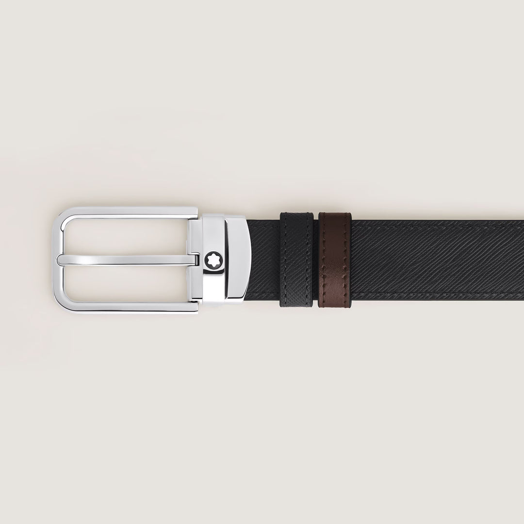 Ceinture réversible Montblanc 30 mm noir/ébène boucle rectangulaire en cuir Sartorial 223413