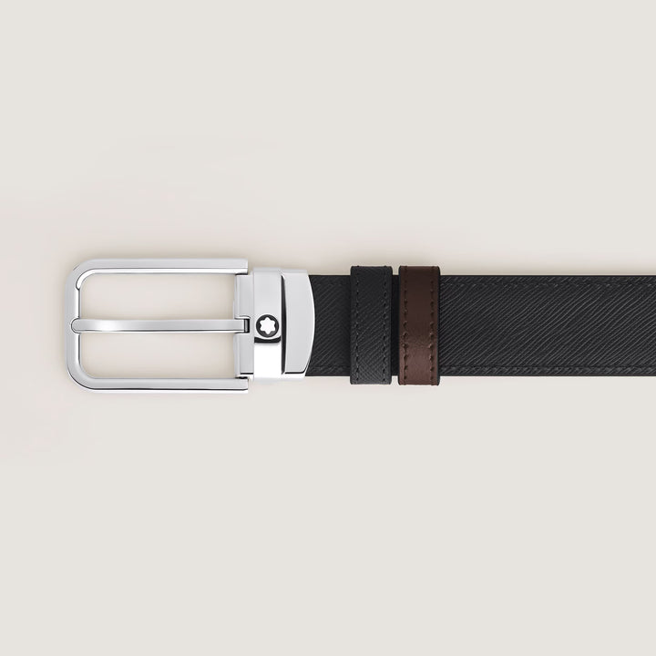 Ceinture réversible Montblanc 30 mm noir/ébène boucle rectangulaire en cuir Sartorial 223413