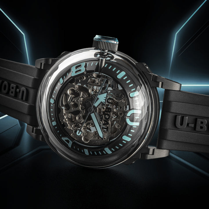 U-BOAT Uhr U-65 44mm türkis automatisch Edelstahl PVD-Finish schwarz 3348