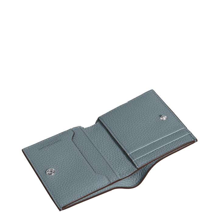 Montblanc mini wallet 4 pockets ice blue grained leather 222997