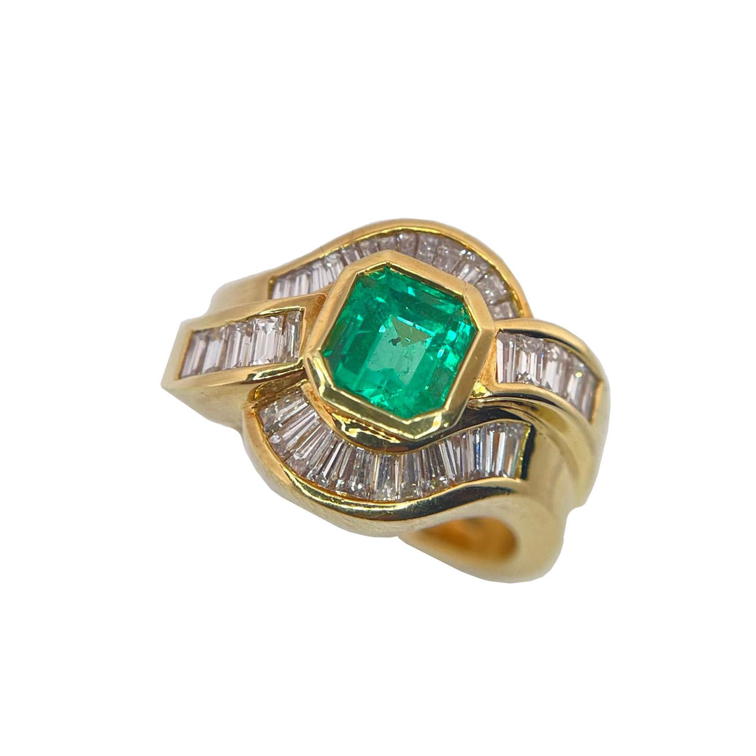 Capodaglia Gold Gold Ring 18KT Emerald Diamonds 0074ag