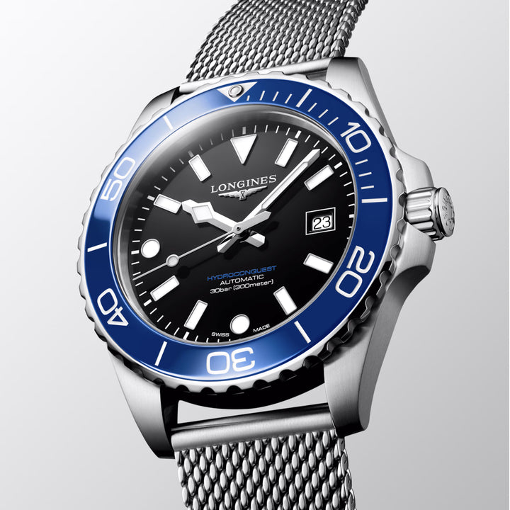 Longines orologio Hydroconquest 39mm nero automatico acciaio L3.779.4.90.6