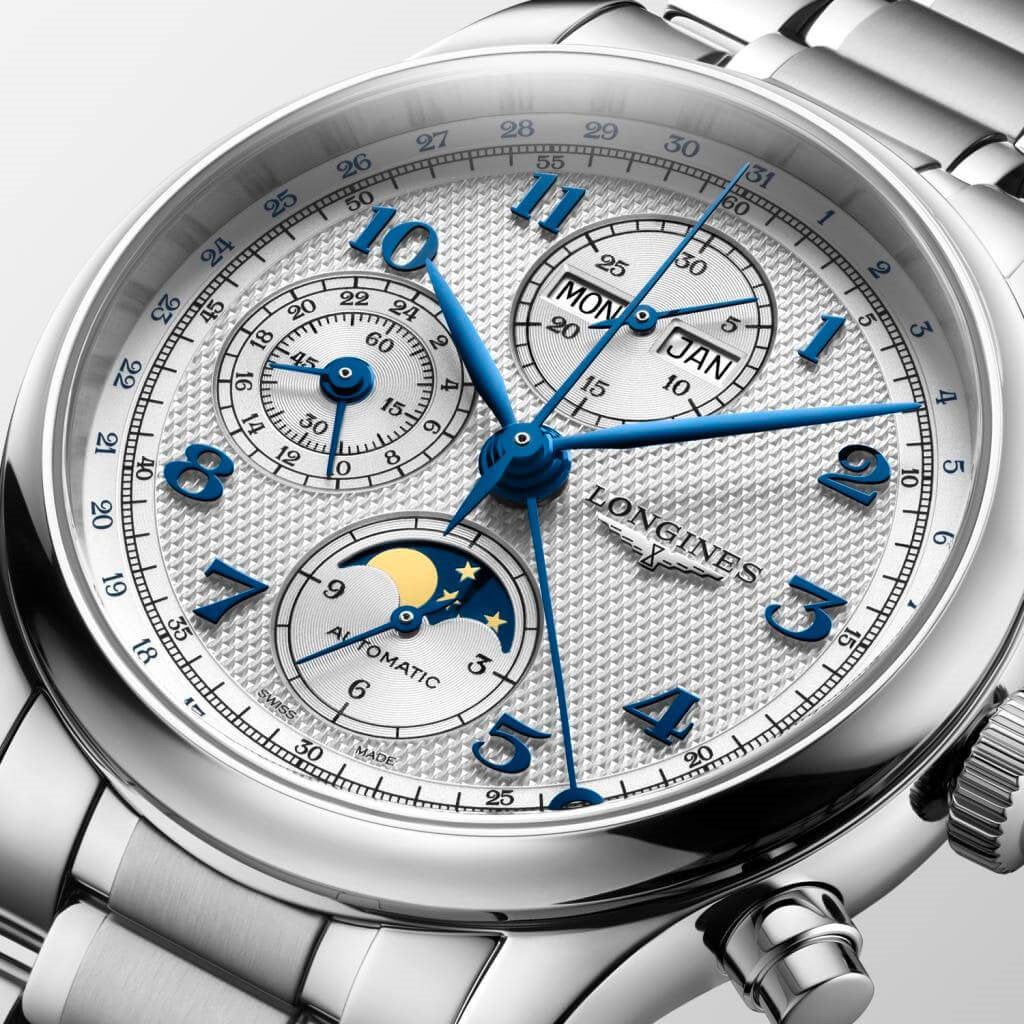 Montre Longines Master Collection Chrono Moonphase 41mm argent automatique acier L2.962.4.73.6