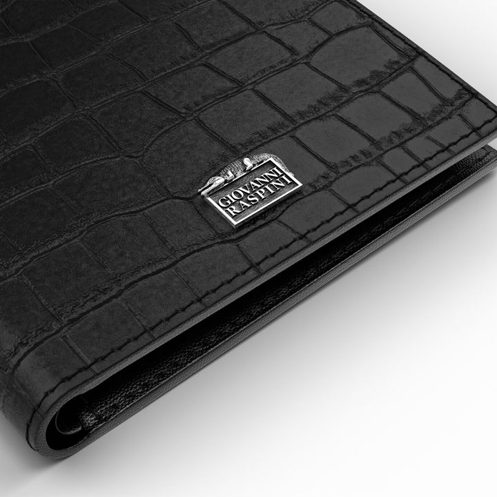 Giovanni Raspini portafoglio pelle croco nera argento 925 L0024