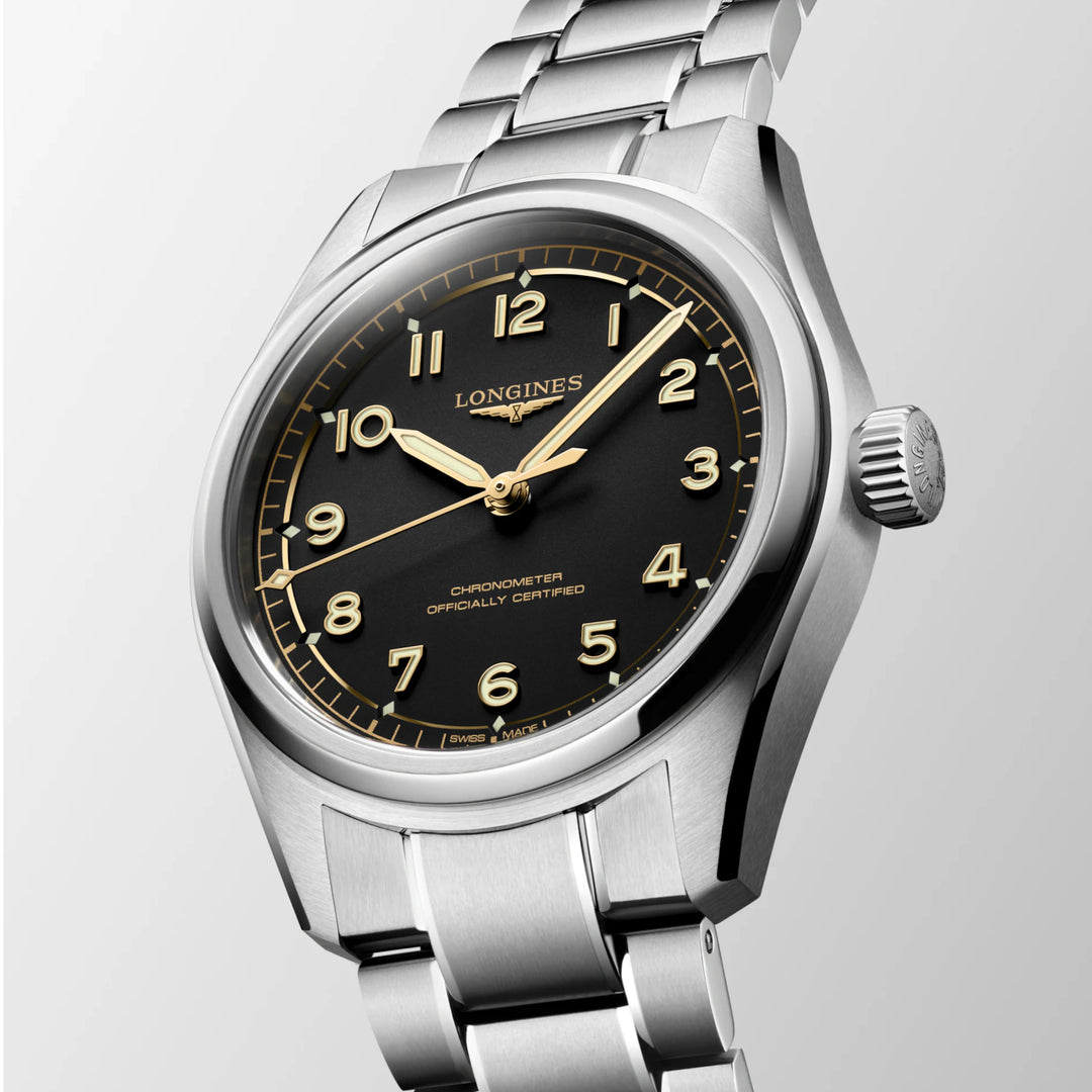 Longines Spirit Pilot 39 mm schwarze Automatikuhr L3.809.4.53.6