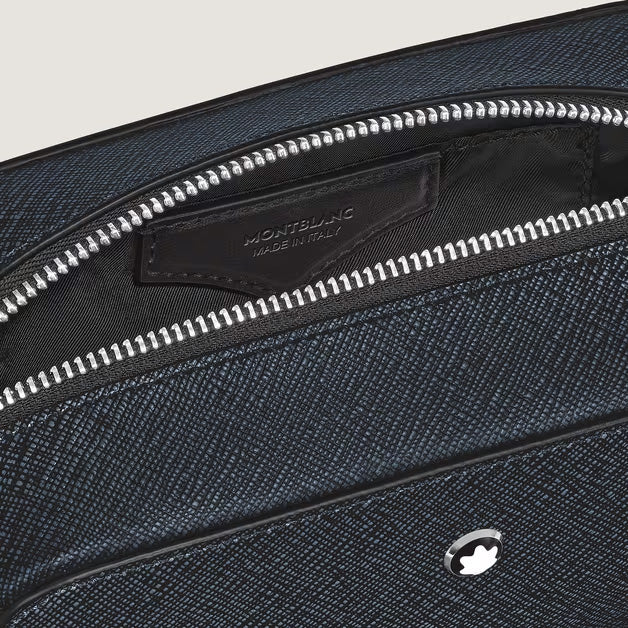 Montblanc trousse da toilette piccola pelle Sartorial tweed blu 221696