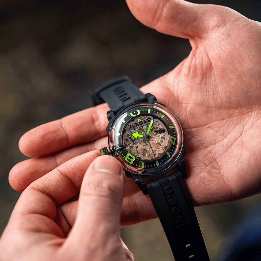U-BOAT-Uhr U-65 44 mm grüner Automatikstahl schwarz PVD-Finish 3347