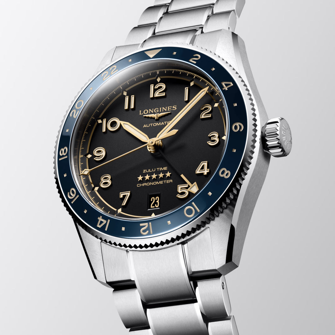 Montre Longines Spirit Zulu Time 39mm anthracite automatique acier L3.802.4.60.6