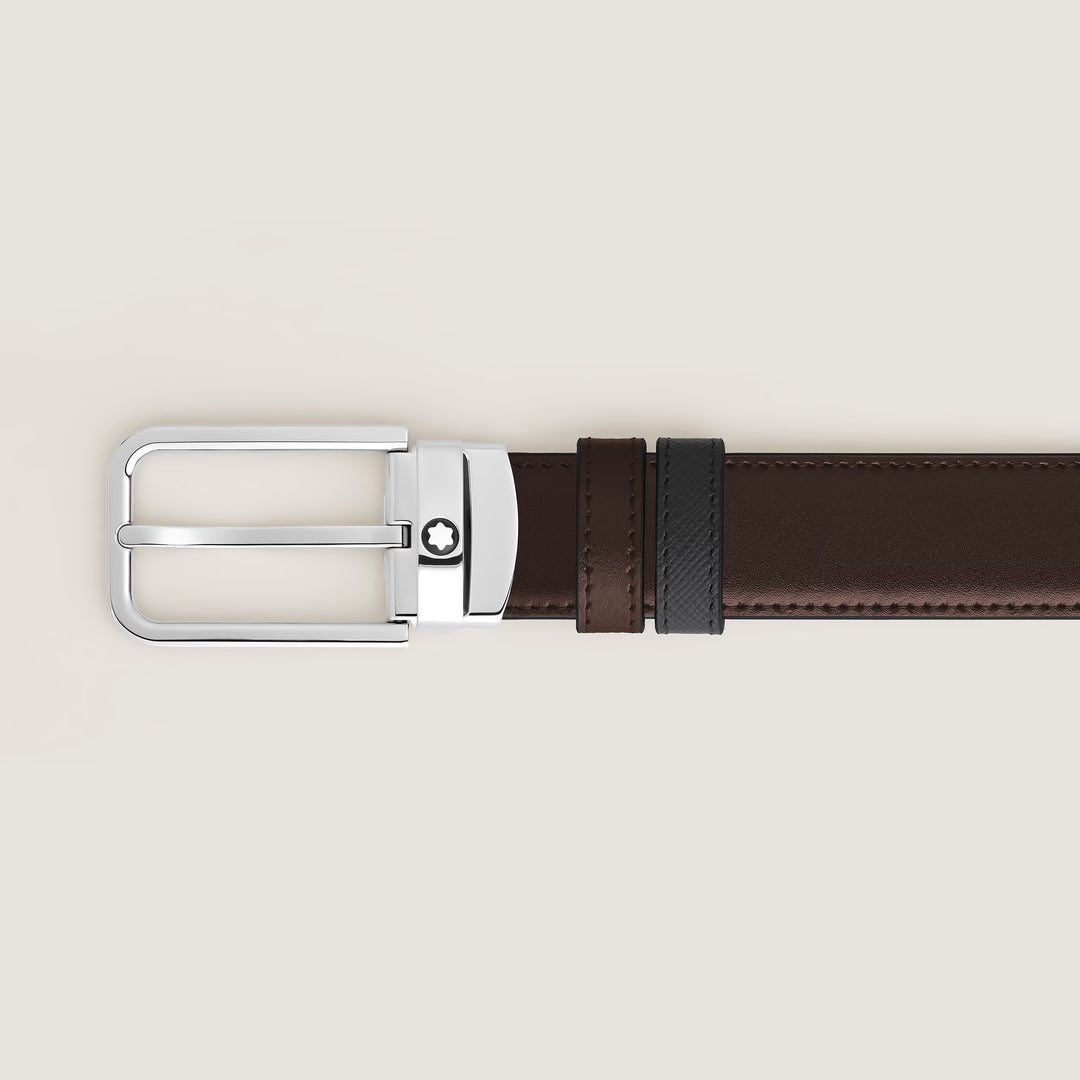 Ceinture réversible Montblanc 30 mm noir/ébène boucle rectangulaire en cuir Sartorial 223413