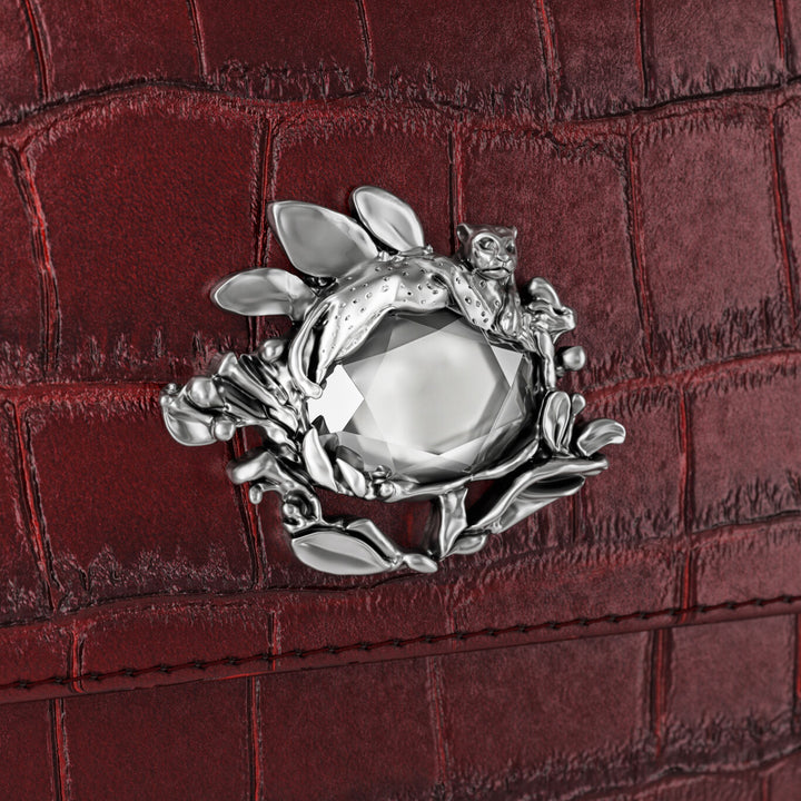 Giovanni Raspini cartera selva continental croco burdeos cuero bronce blanco L0033