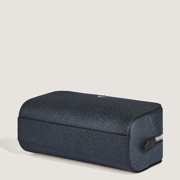 Montblanc trousse da toilette piccola pelle Sartorial tweed blu 221696