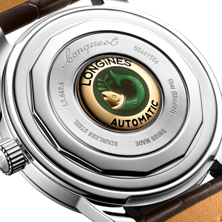 longines orologio Heritage 38mm marrone acciaio automatico L1.649.4.62.2