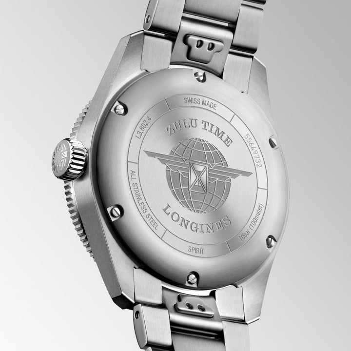Montre Longines Spirit Zulu Time 39mm anthracite automatique acier L3.802.4.60.6