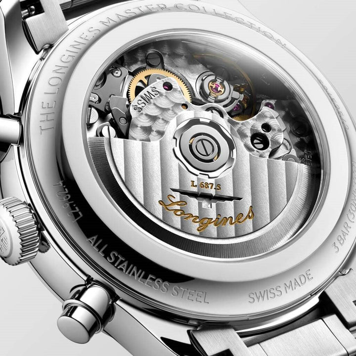 Montre Longines Master Collection Chrono Moonphase 41mm argent automatique acier L2.962.4.73.6