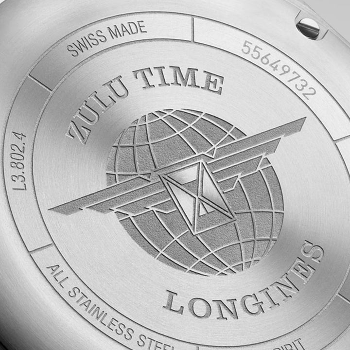 Longines Watch Spirit Zulu Time 39 mm de acero automático negro L3.802.4.53.6