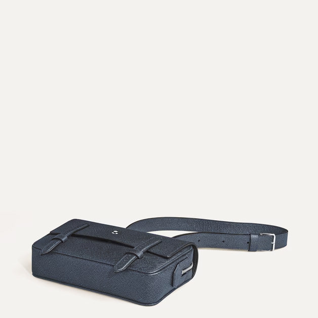 Montblanc borsa a tracolla pelle Sartorial tweed blu 220423