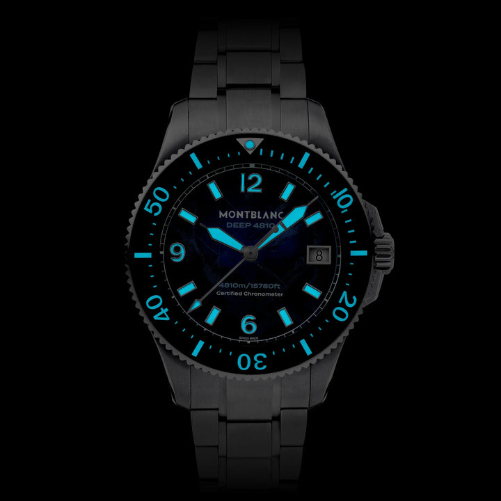 Reloj Montblanc Iced Sea 0 Oxygen Deep 4810 43mm azul automático titanio 135634