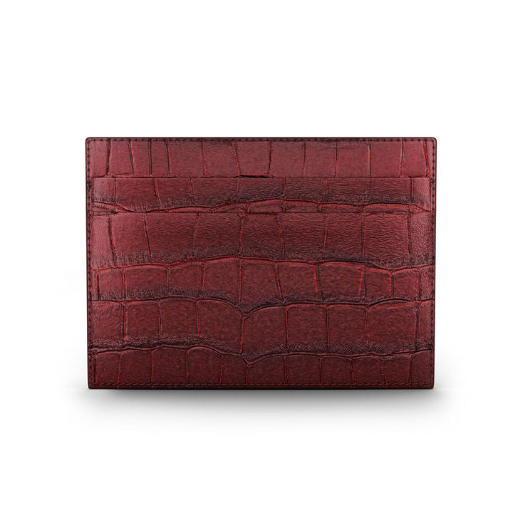 Tarjetero de piel de cocodrilo burdeos Giovanni Raspini plata 925 L0029