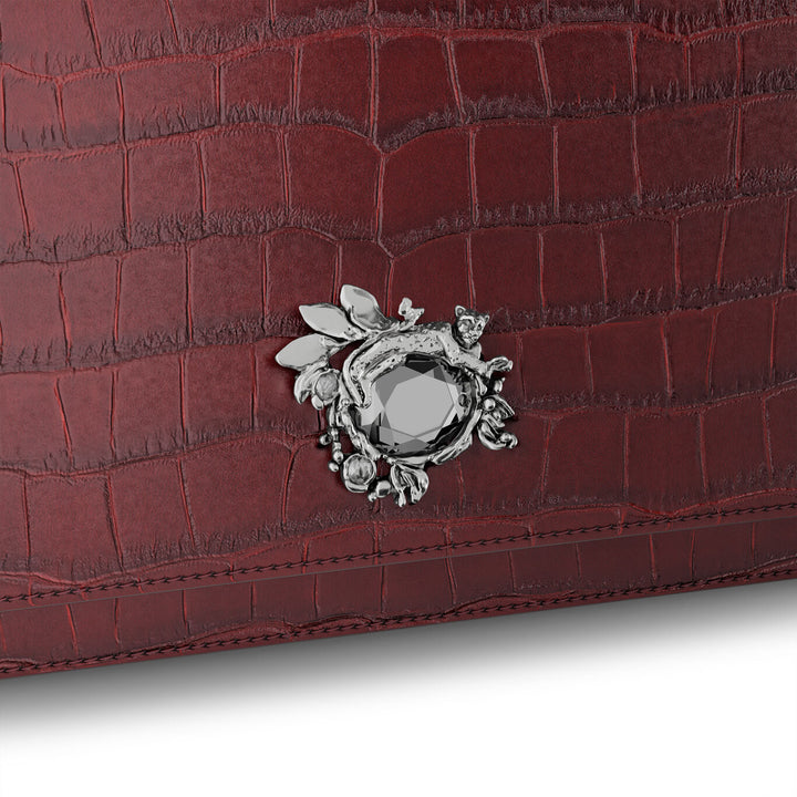 Giovanni Raspini bolso de mano selva croco burdeos cuero bronce-blanco L0034