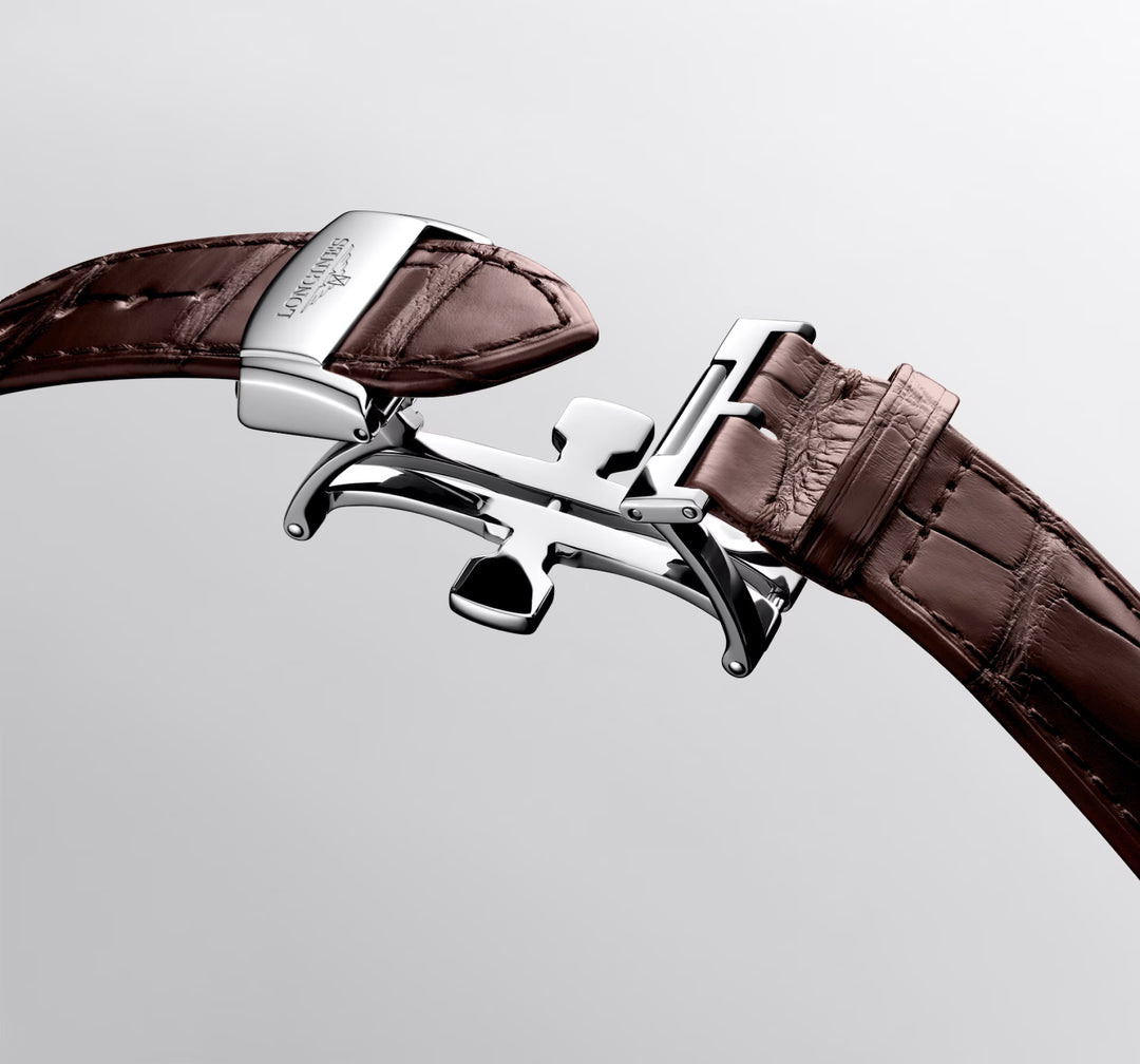 Longines Uhr Master Collection Chrono Monopusher 41 mm Elfenbein Handaufzug Stahl L2.960.4.78.2