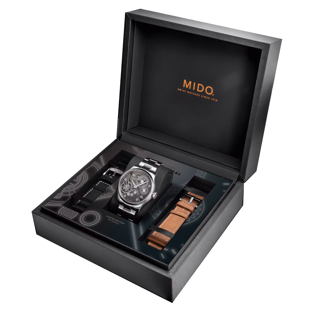 MIDO Multifor Mechanical Watch Limited Edition 999 Pieces 44 mm Anthracite lading handleiding staal M038.605.11.060.00