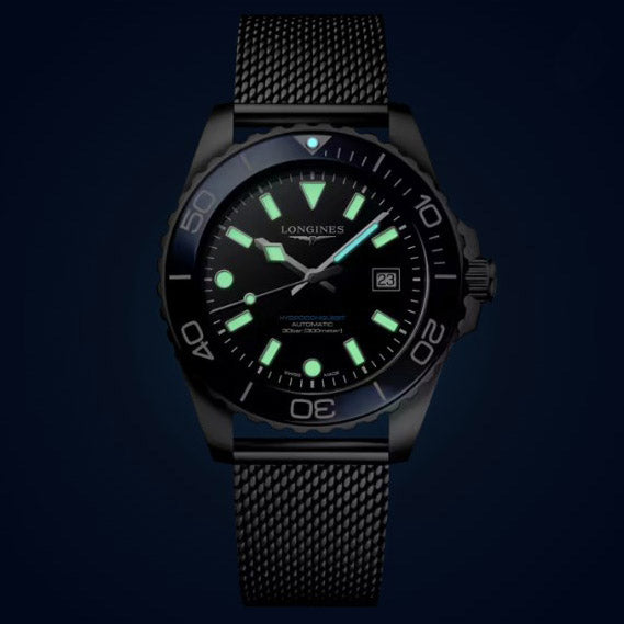 Longines orologio Hydroconquest 39mm nero automatico acciaio L3.779.4.90.6