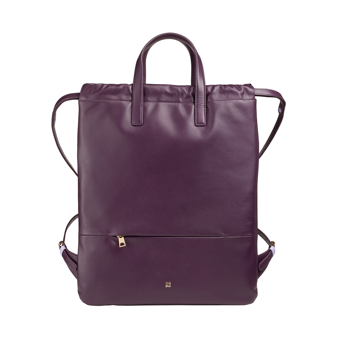 Sac à dos pour femme en cuir souple, Sac à dos avec cordon de serrage et bouton magnétique, Double poignée, Sac à dos simple élégant