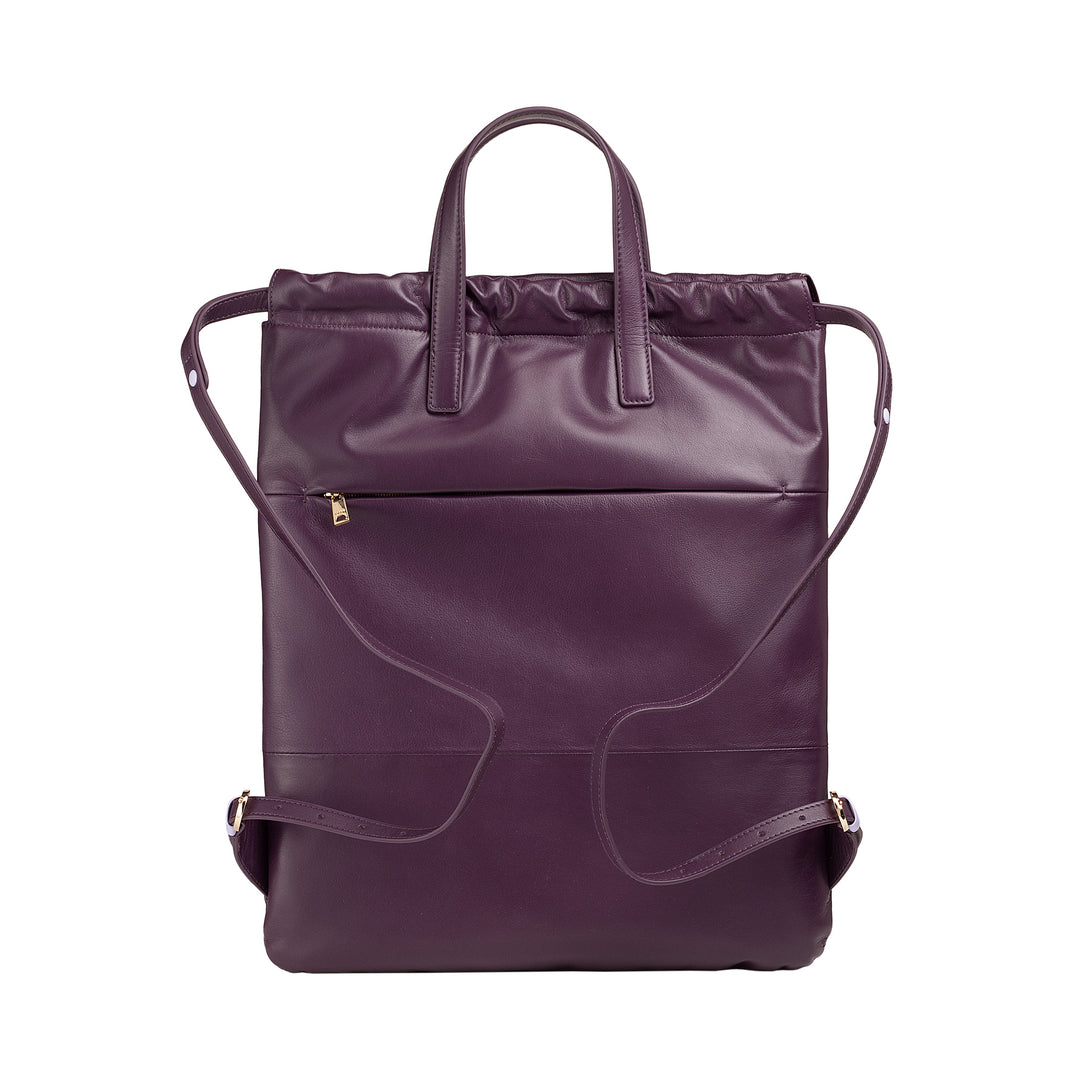 Sac à dos pour femme en cuir souple, Sac à dos avec cordon de serrage et bouton magnétique, Double poignée, Sac à dos simple élégant