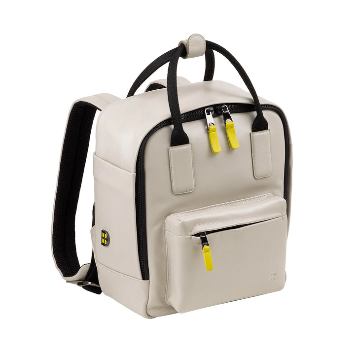 DUDU Sac à dos en cuir pour hommes et femmes - Sac à dos décontracté unisexe élégant et compact, 6,5 litres, avec poche avant et compartiment pour tablette, parfait pour le travail, les voyages et les loisirs
