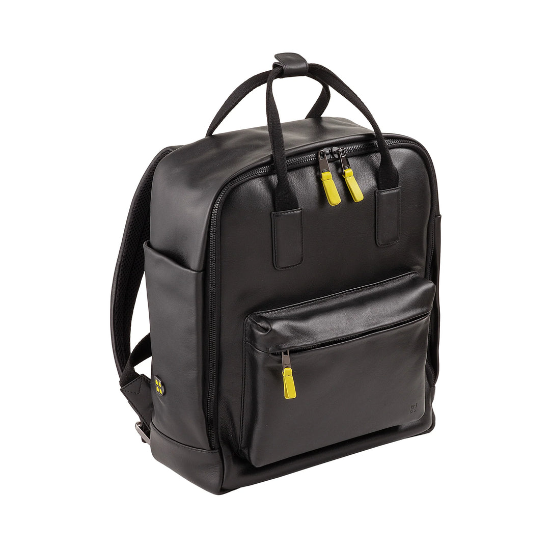 DUDU Lederrucksack für Damen und Herren – Eleganter und geräumiger Unisex-Freizeitrucksack, 19 Liter, mit Vordertasche und Tablet-Fach, perfekt für Arbeit, Reisen und Freizeit