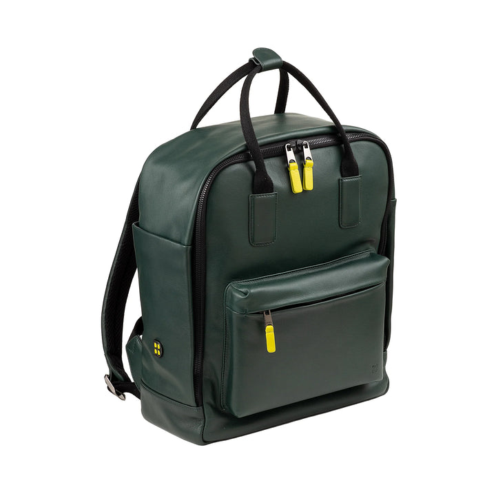 DUDU Mochila de Piel para Hombre y Mujer - Elegante y Espaciosa Mochila Casual Unisex, 19 Litros, con Bolsillo Frontal y Compartimento para Tablet, Perfecta para Trabajo, Viajes y Tiempo Libre