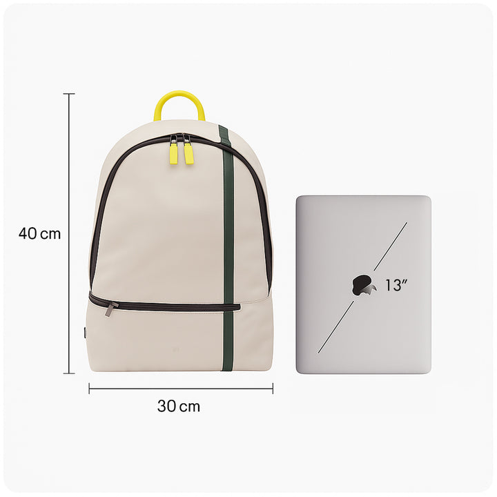 DUDU Leather Backpack for Men and Women - Tennis-Inspired Design, PC or MacBook Backpack, Breathable Back and Padded Shoulder Straps