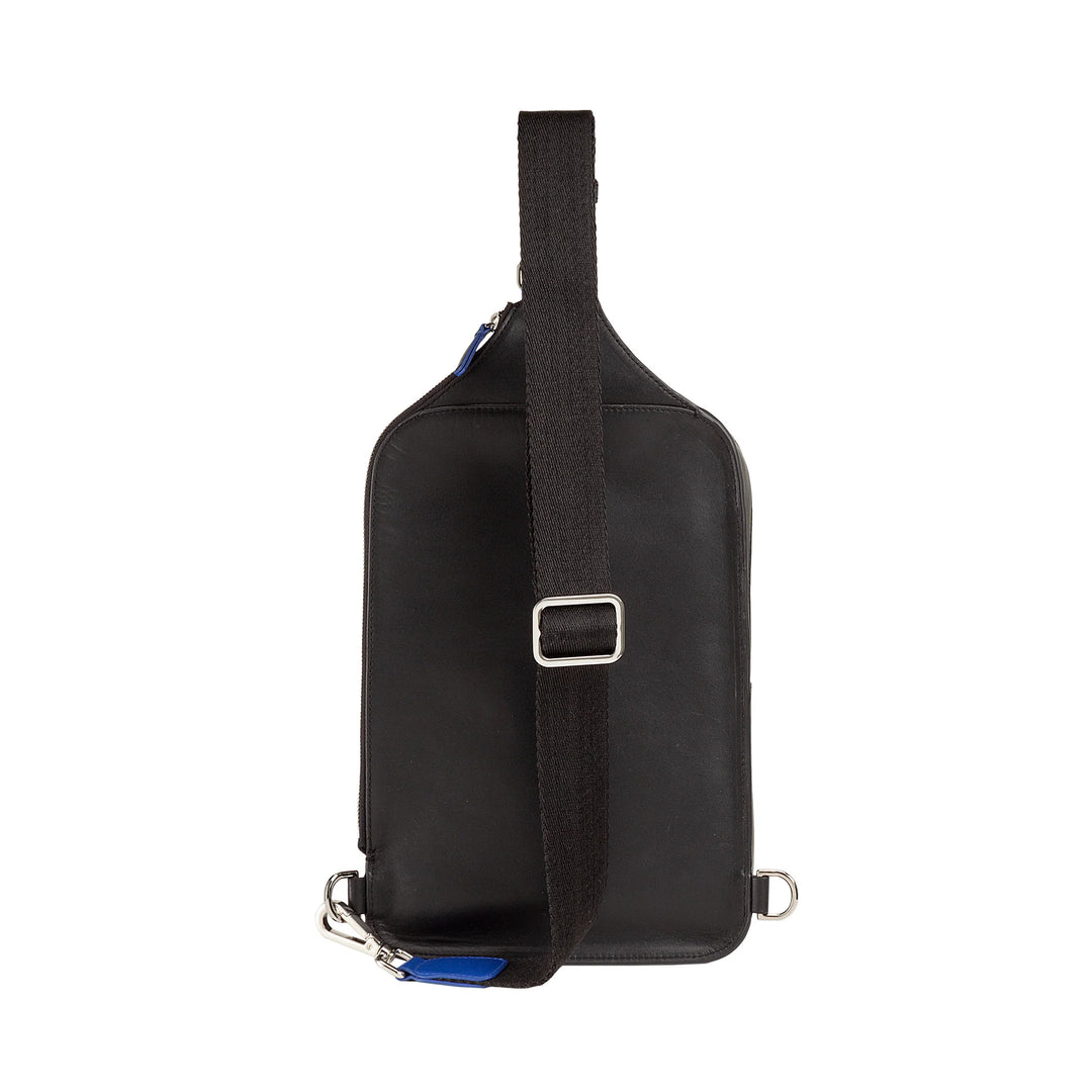 DUDU Mochila de un solo hombro para hombre en piel con soporte para tableta, bolso de pecho con cremallera y correa ajustable para el hombro