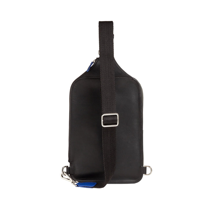 DUDU Mochila de un solo hombro para hombre en piel con soporte para tableta, bolso de pecho con cremallera y correa ajustable para el hombro
