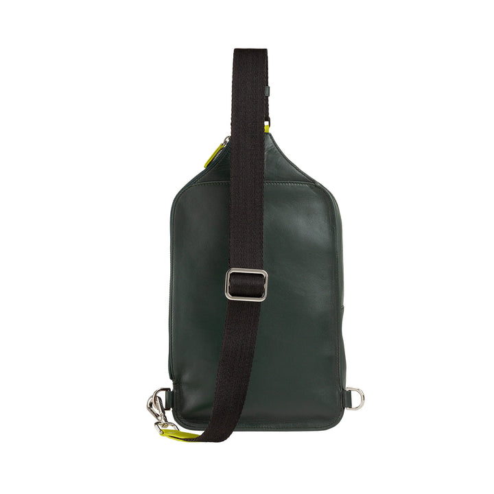 DUDU Herren-One-Shoulder-Rucksack aus Leder, Tablet-Halter, Brusttasche mit Reißverschluss und verstellbarem Schultergurt