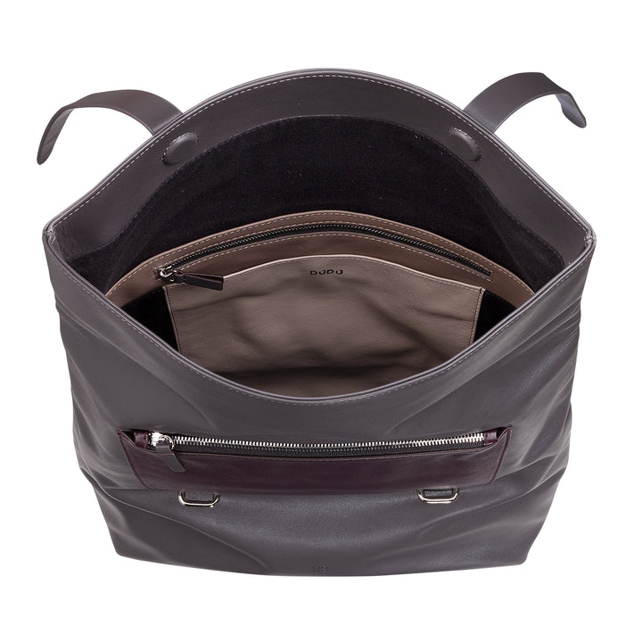 DUDU Bunter Lederrucksack für Männer und Frauen, großer weicher Rucksack, 14 l, viele Taschen, lässiges Sportdesign