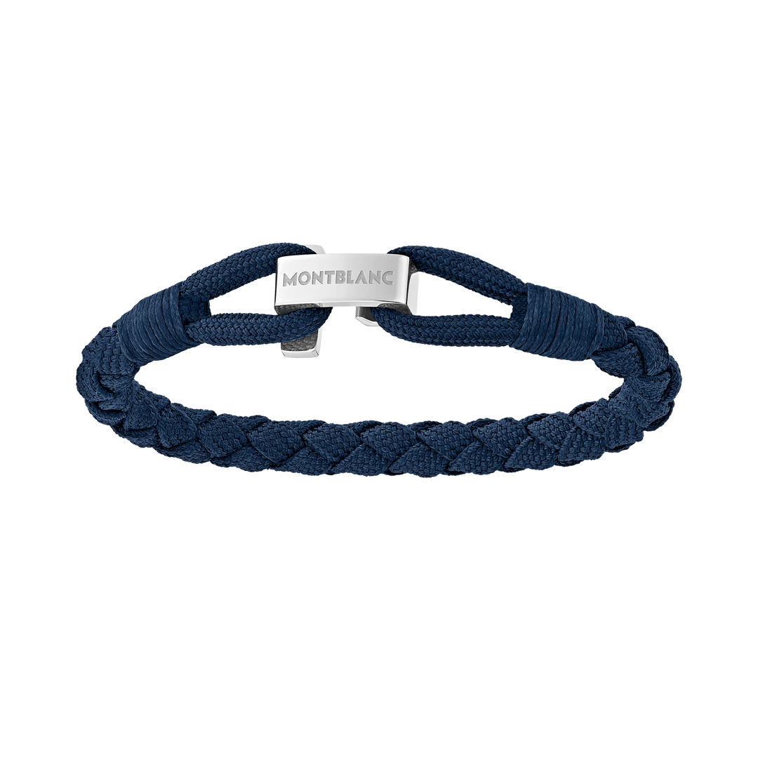 Montblanc Wrap Me Nylon Blue Wrap Armband und Stahl messen s 12838360
