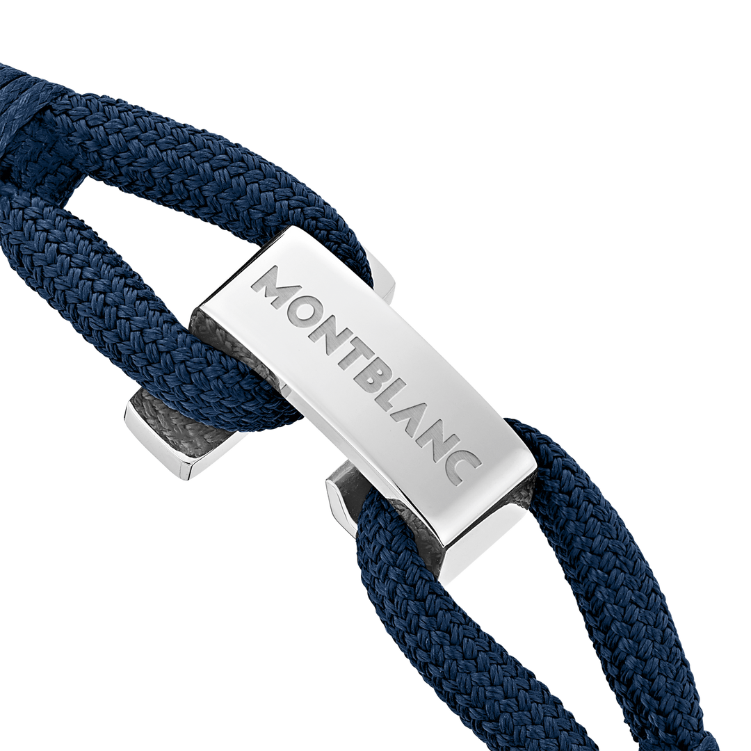 Montblanc Wrap Me Nylon Blue Wrap Armband und Stahl messen s 12838360