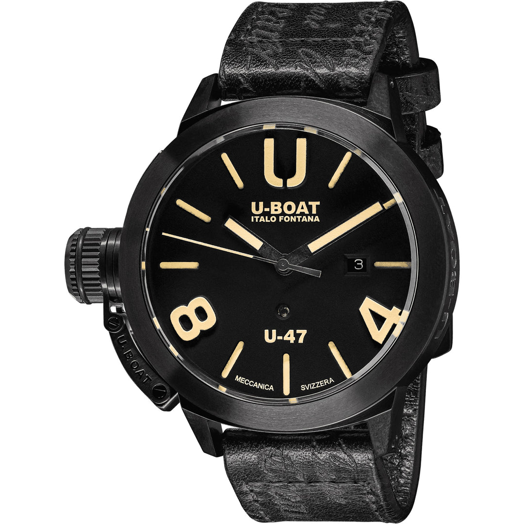 Montre U-BOAT Classic U-47 AB1 47mm noir acier automatique finition PVD noir 9160