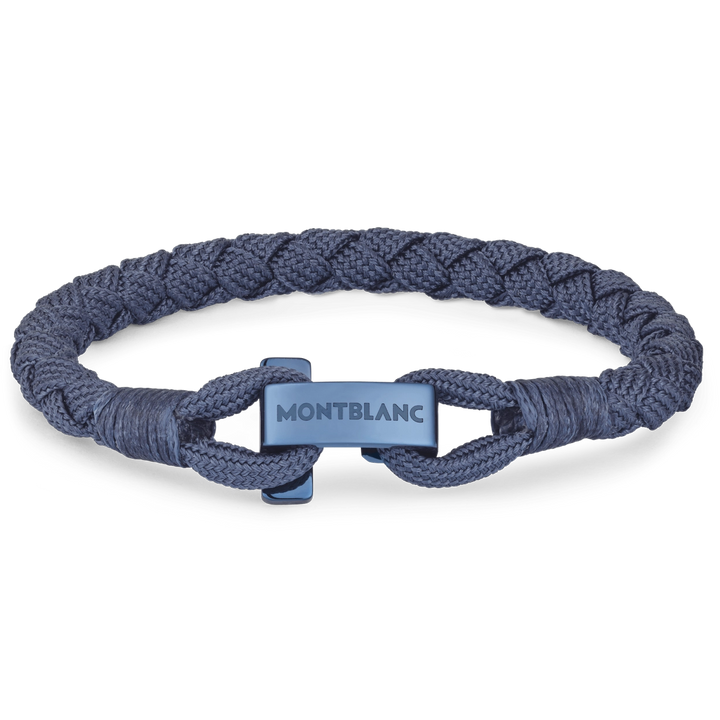 Montblanc bracciale Meisterstück Glacier nylon acciaio PVD blu misura M 12951463
