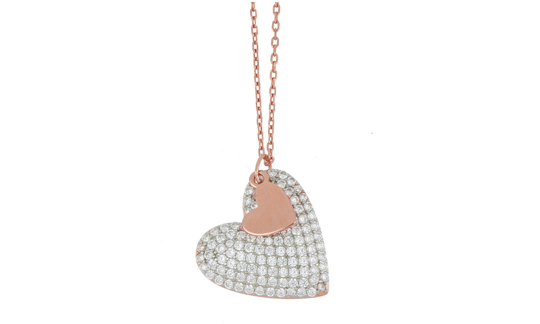 Corazones Milán Collar redondo Colección Doble Heartbreaker Spiga plata 925 PVD acabado oro rosa 24916264